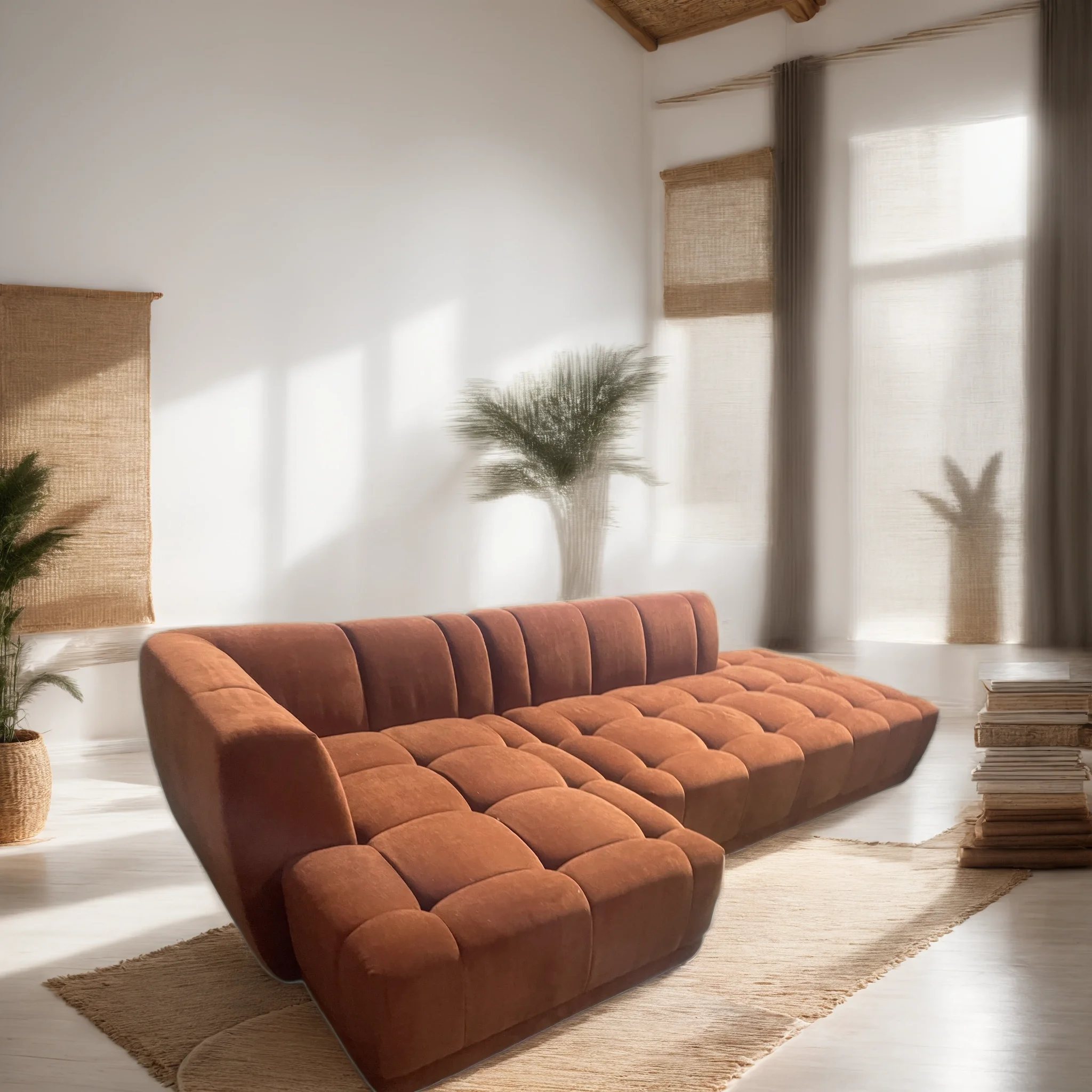 Modern Custom Furniture Modular Fabrics Sectional Floor Sofa Set Furniture Double Sofa Cum Bed