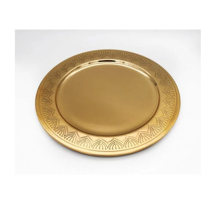 Antique royal look Brass Charger Plate Table decoration clear charger plates dishes plate with Gold brass polished for sale