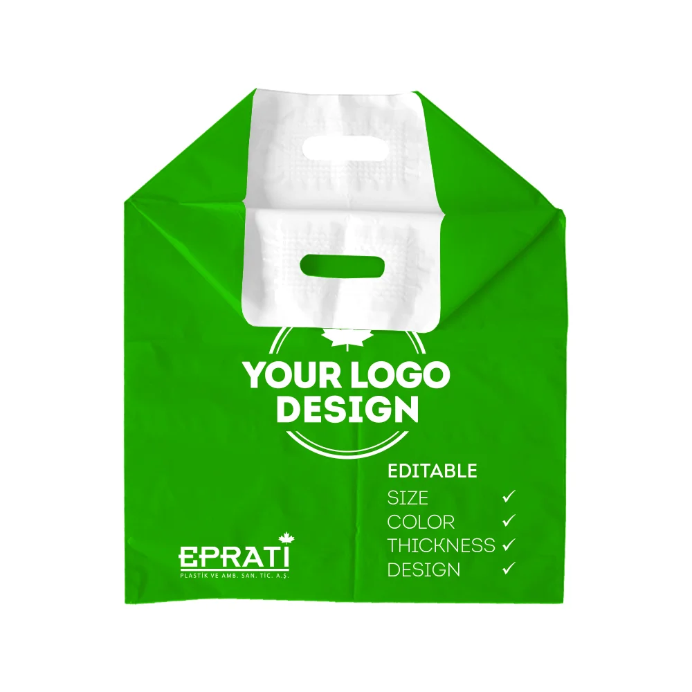 Disposable Eco-Friendly MDPE Reinforced Die Cut Plastic Handle Bag For Shopping from Turkey