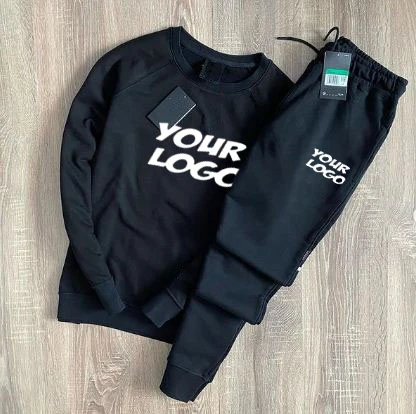 Wholesale Men Custom Design Crewneck Polyester Sweat Suits ,Low MOQ Cheap Gym Wear Jogging Suits , Custom Design Track Suits