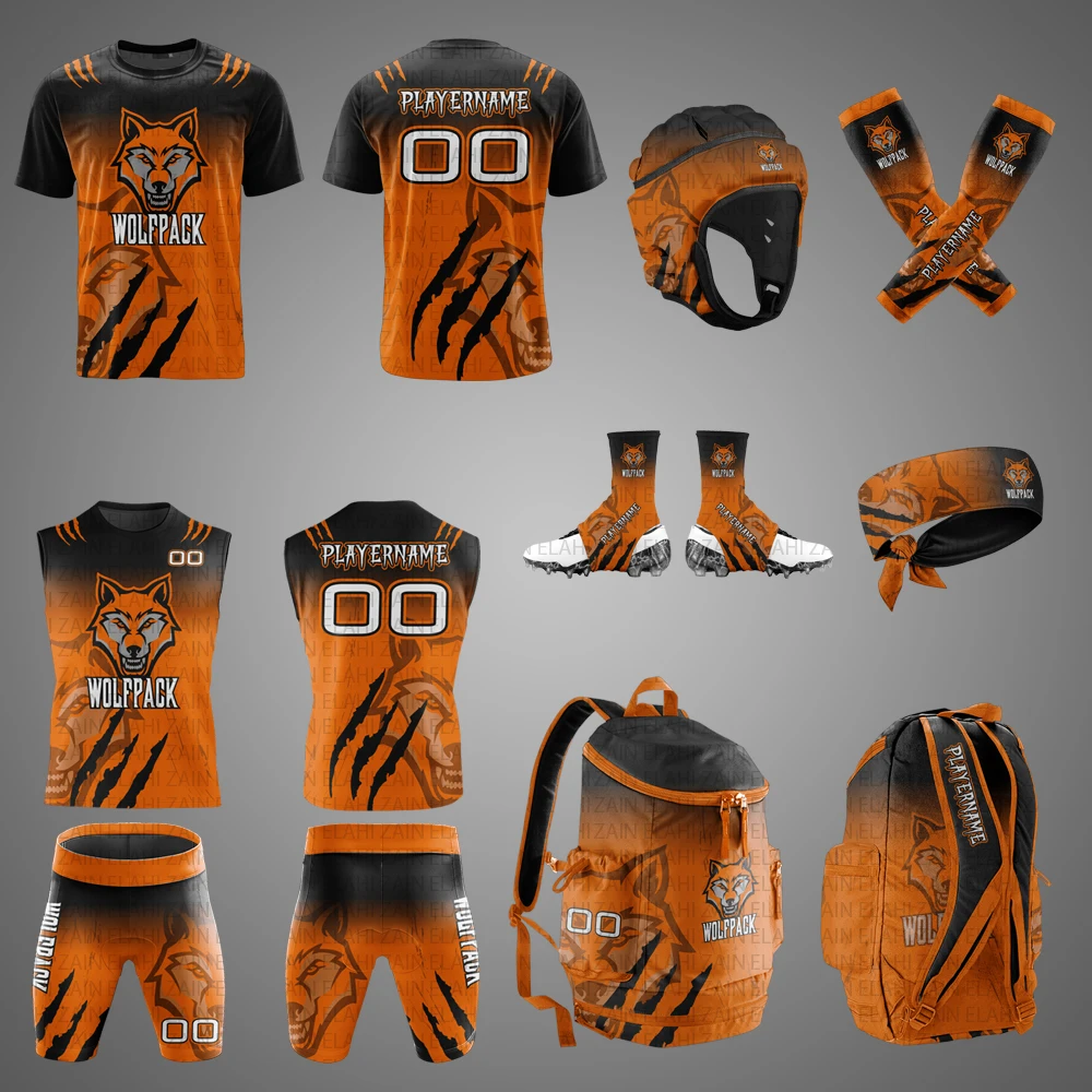 2023 YOUTH LATEST HIGH QUALITY FOOTBALL AMERICAN 7V7 WITH HIGH MATERIAL FOOTBALL SUBLIMATED COMPRESSION 7 ON 7 UNIFORM