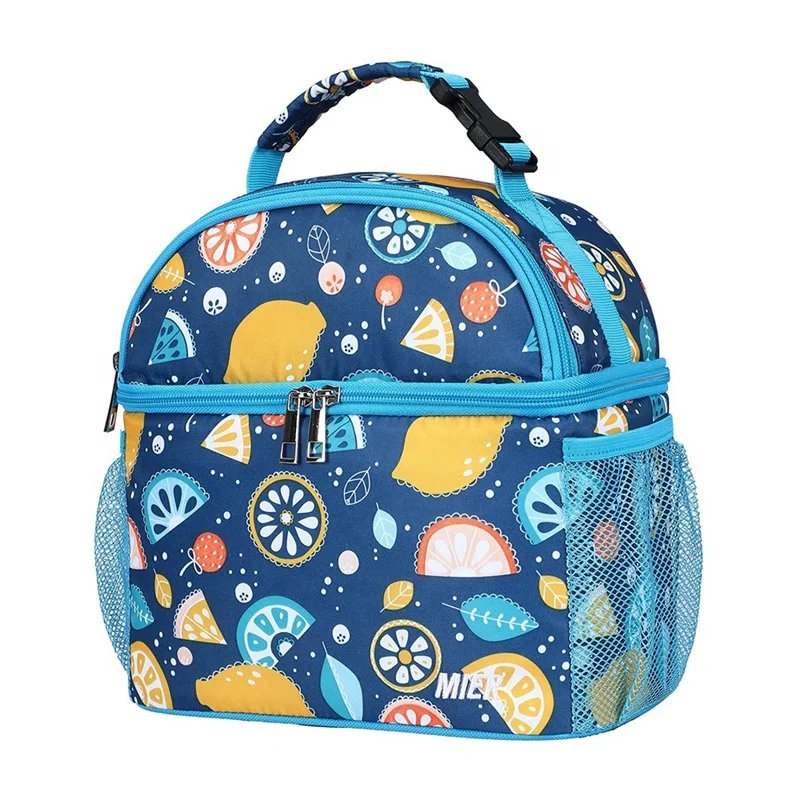 Heopono Child Teenage Solid Durable Double Decker Lunch Bag Waterproof Women Cute Large Cool Totes Insulated Lunch Bags