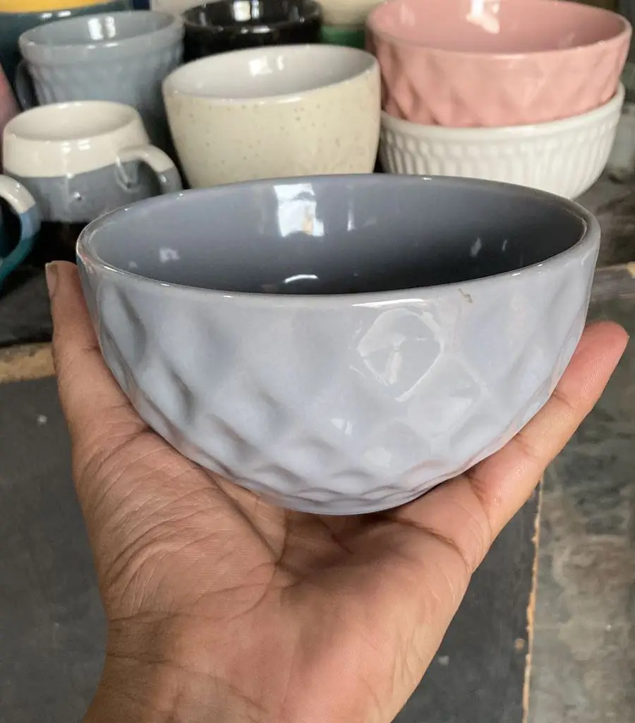 Best Quality Creative Design Small Stoneware Ceramic Bowl Light Weight Polished Print Dinnerware Parties Custom Directly India