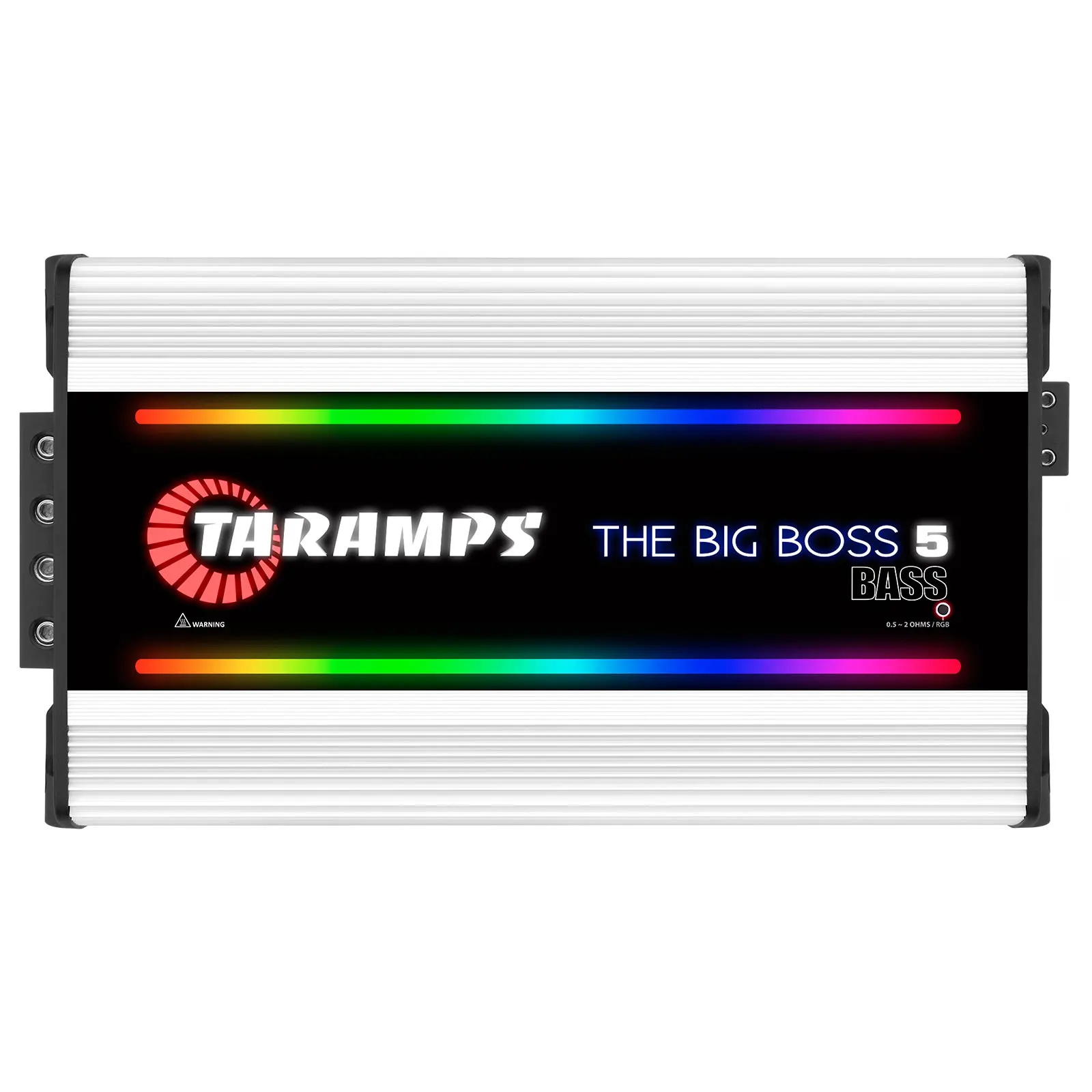 Taramps The Big Boss 5 Bass White Color Amplifier 0.5 to 2 Ohm 5000 Watts RMS 108 RGB Effects Multi Impedance Smart 5k Car Audio
