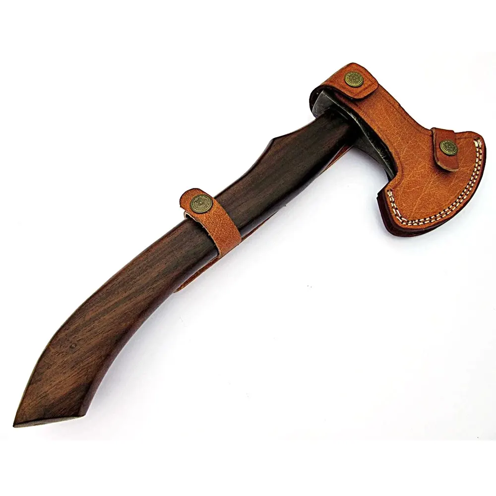 Damascus Steel American Style Axe with Leather Sheath / Wholesale Hand Made Damascus Steel Axe For Regular Use