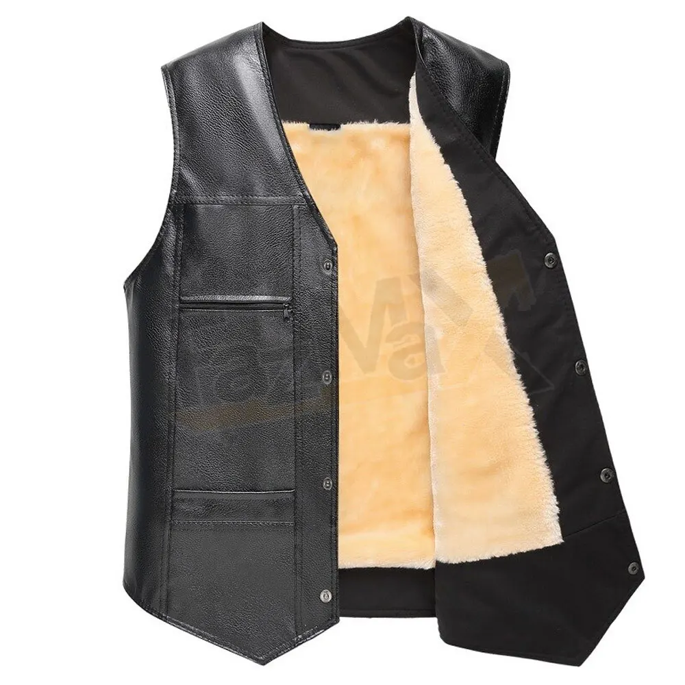 2022 OEM Custom Men Leather Motorbike Vest Lightweight Good Quality Men Motorcycle Leather Vest