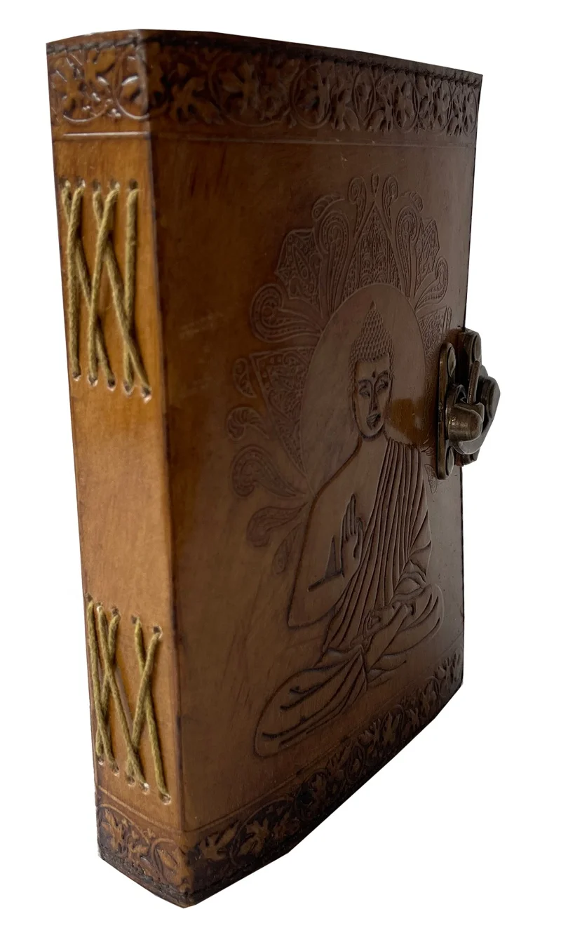 Handmade Buddha Leather Journal Vintage Bound Sketchbook Antique Deckle Edge Old Paper Notebook Leather Journal Writing Note