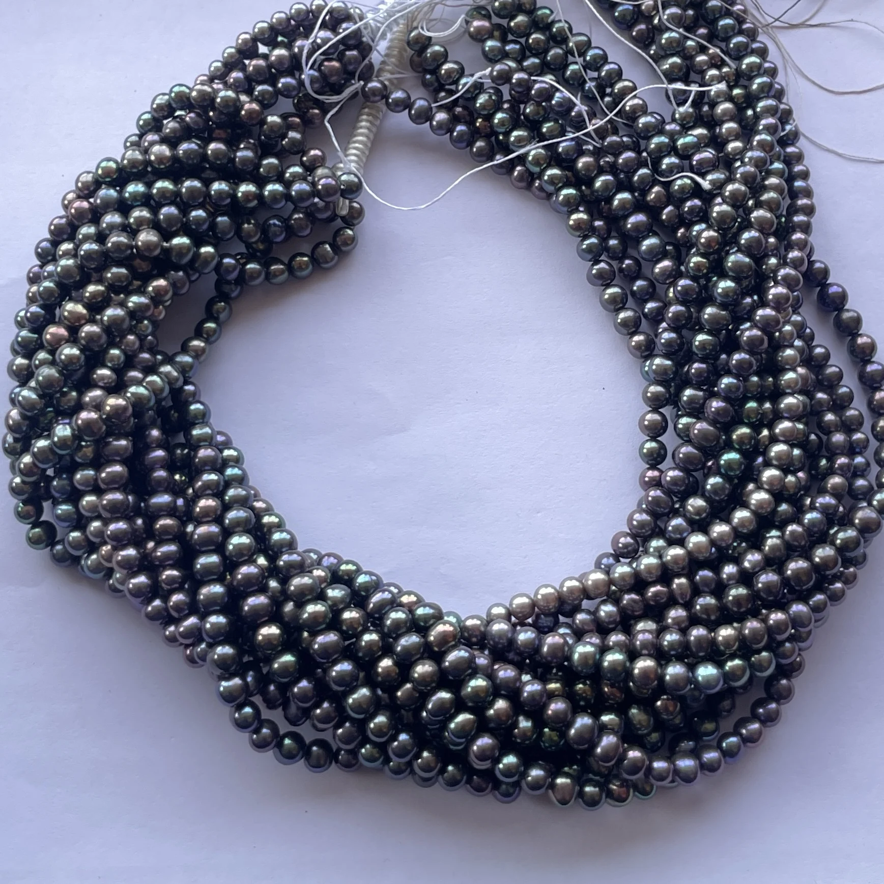 6mm Natural Black Rainbow Freshwater Pearl Stone Round Potato Beads Strands Strings at Best Wholesale Factory Price Online 2024