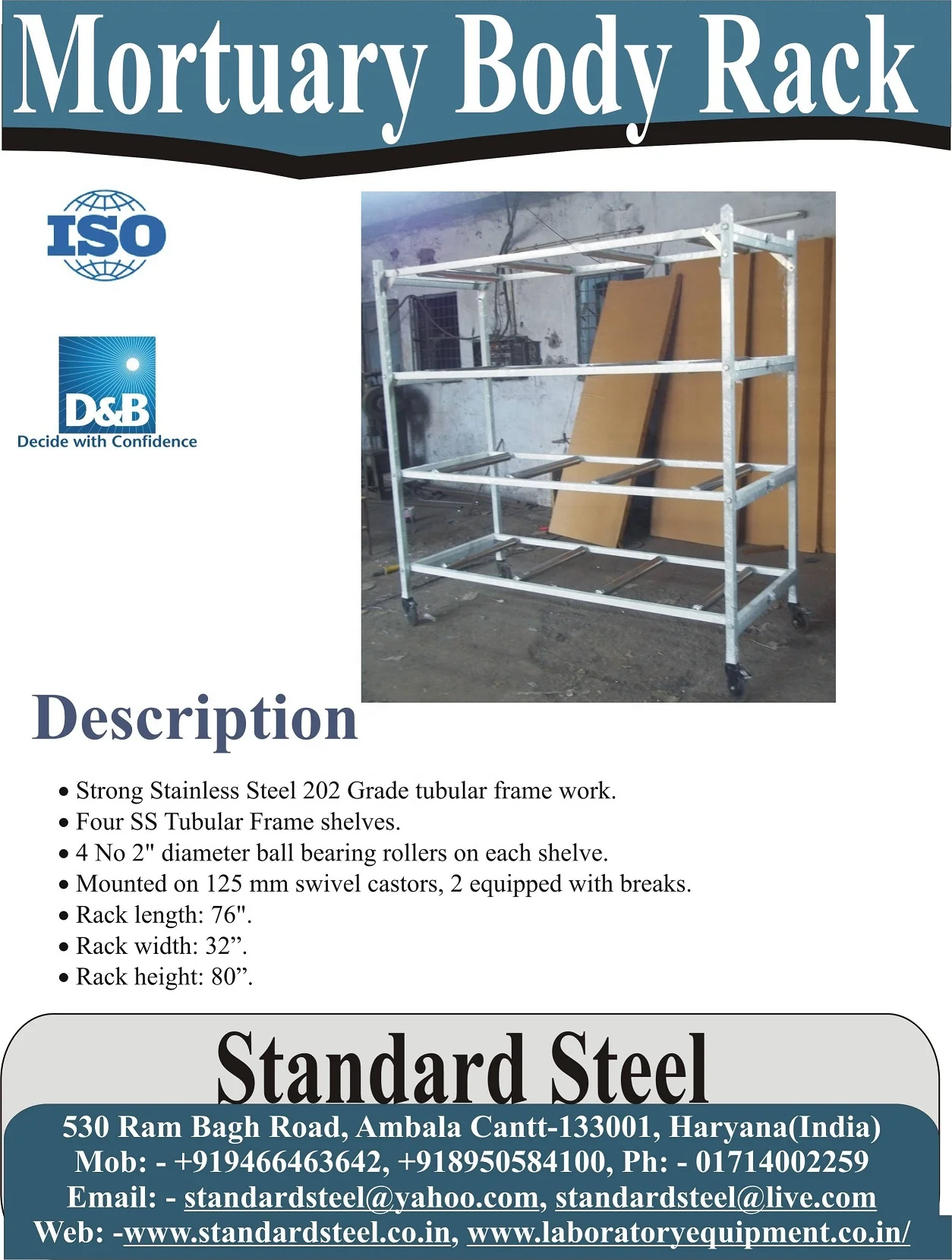 Wall-Mounted 4-Shelf Funeral Room Body Tray Storage Rack Metal Steel Corpse Dead Body and Cadaver Storage Coffin Rack