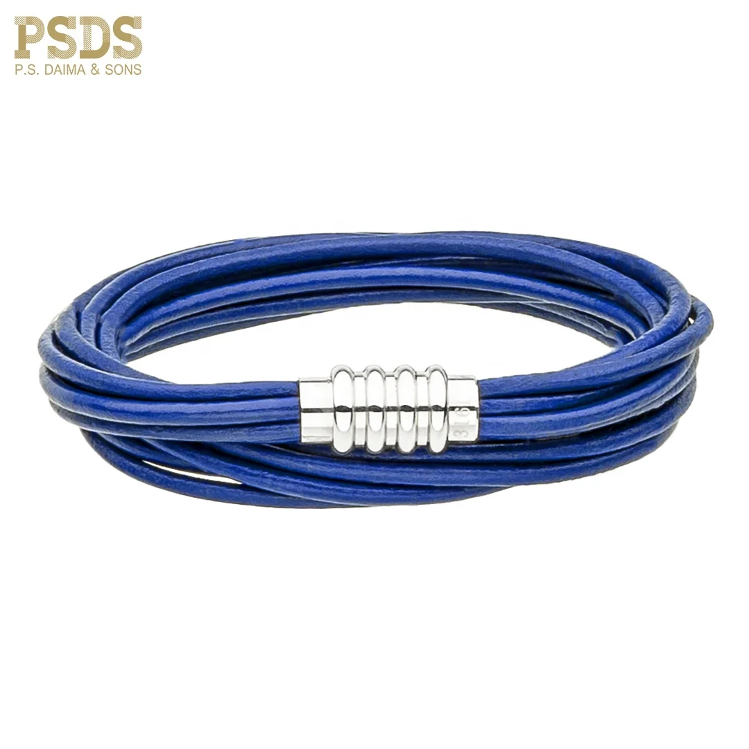 High Quality Stainless Steel Round Leather Bracelet in Best Price By PSDS