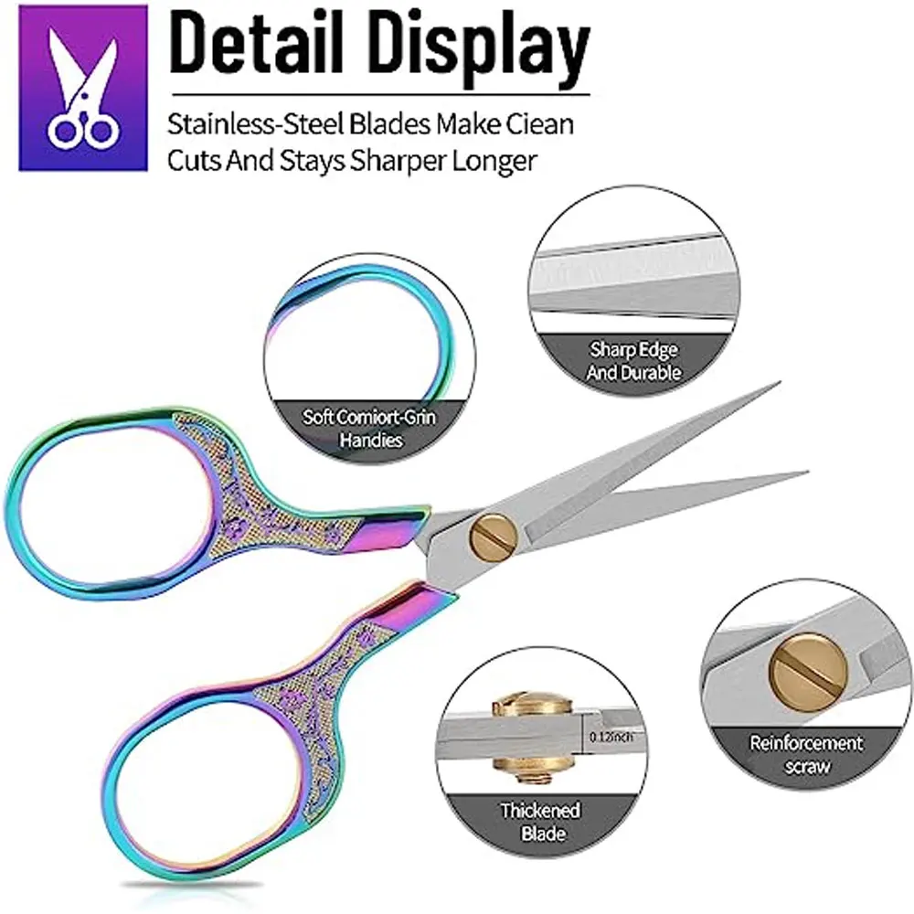Small Sharp Scissors 5 Inch Precision Scissors-2 Pack,razor Sharp Blade Shears For Craft Embroidery Sewing School Office Cutting