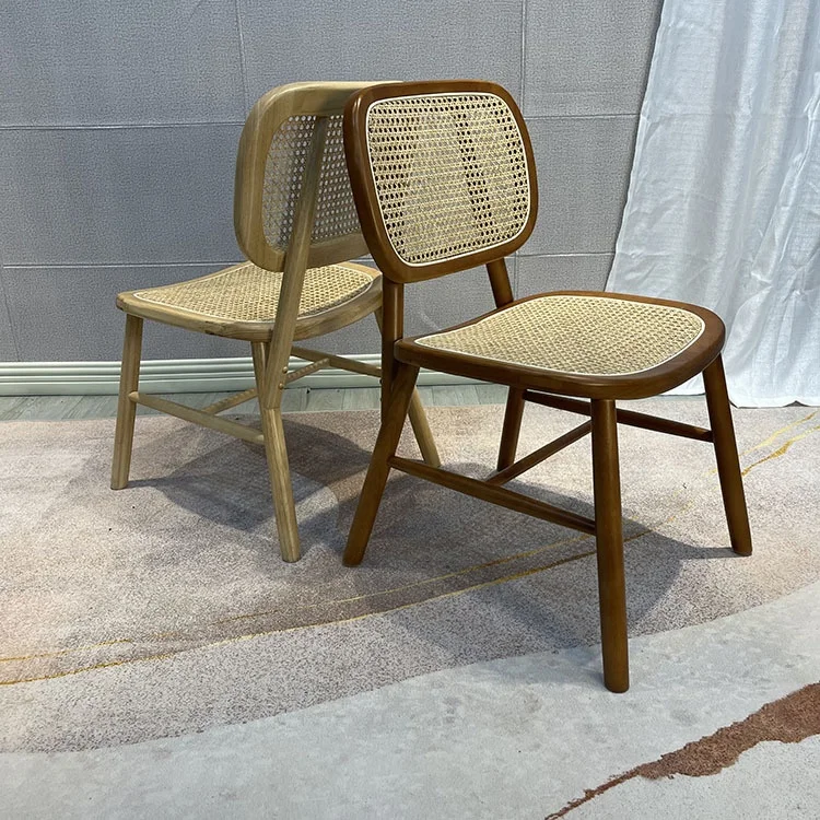 Wholesale Luxury Solid Wooden Rattan Home Dining Restaurant Hotel Cafe Coffee Shop Chair