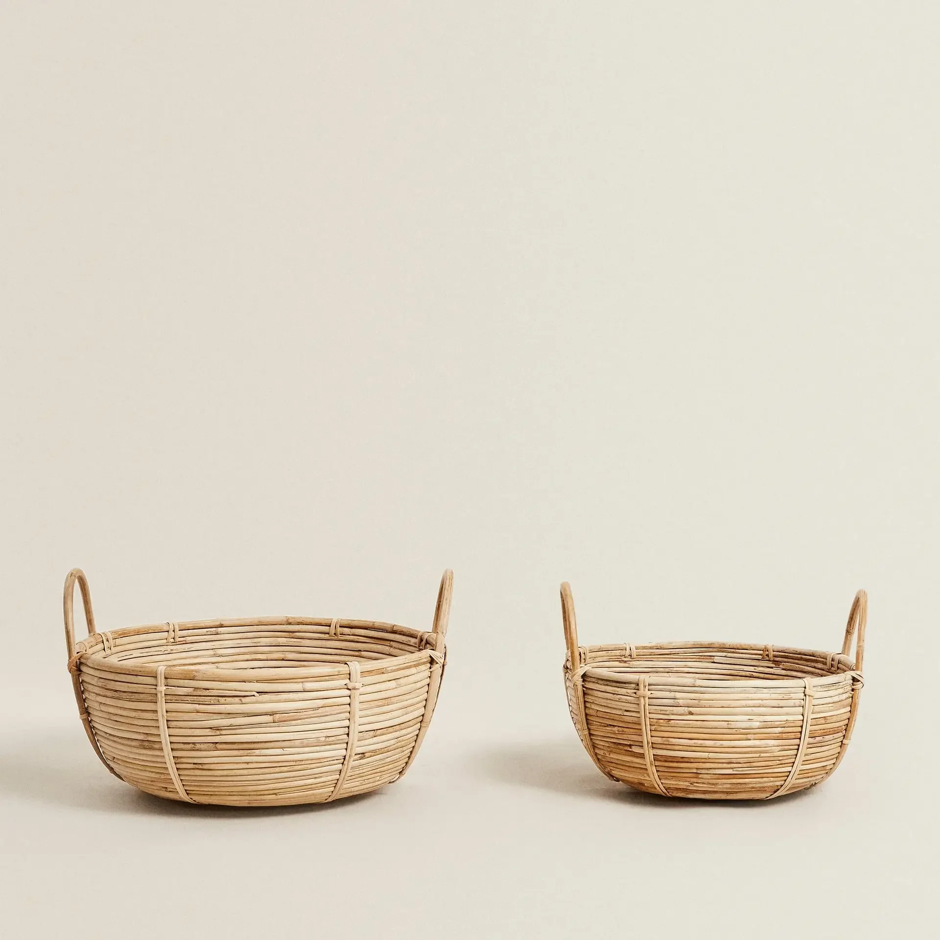 Weaving bamboo serving round tray set eco friendly natural handmade from India ready to export rattan try