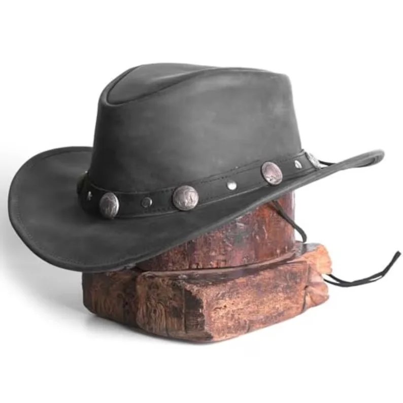 Wholesale Brown Felt Cowboy Hat Quality Custom Leather Band Hat Cowboy unisex Brim Cap Cowboy Jazz Straw Hat