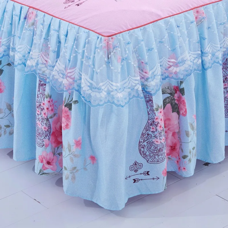 Quilting Bedding Pleated Bed Skirt Luxury cotton 2 pillow case+bed skirt set  romance princess Lace Bed Skirt