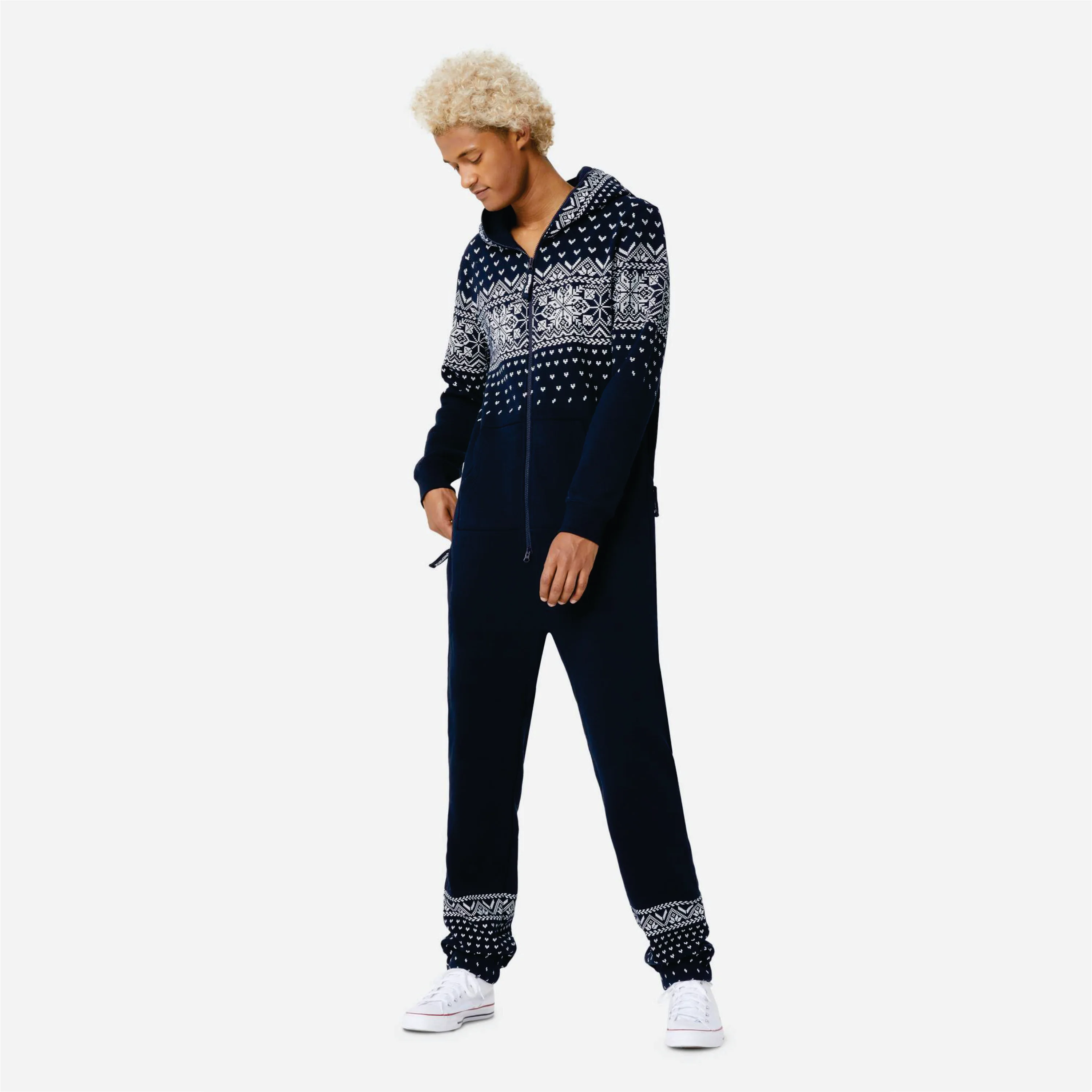 Print Detail and Embroidered Logo 50% Polyester  Cotton Side Pockets with Zipper Closure Unisex Mid night blue Alpine Jumpsuit