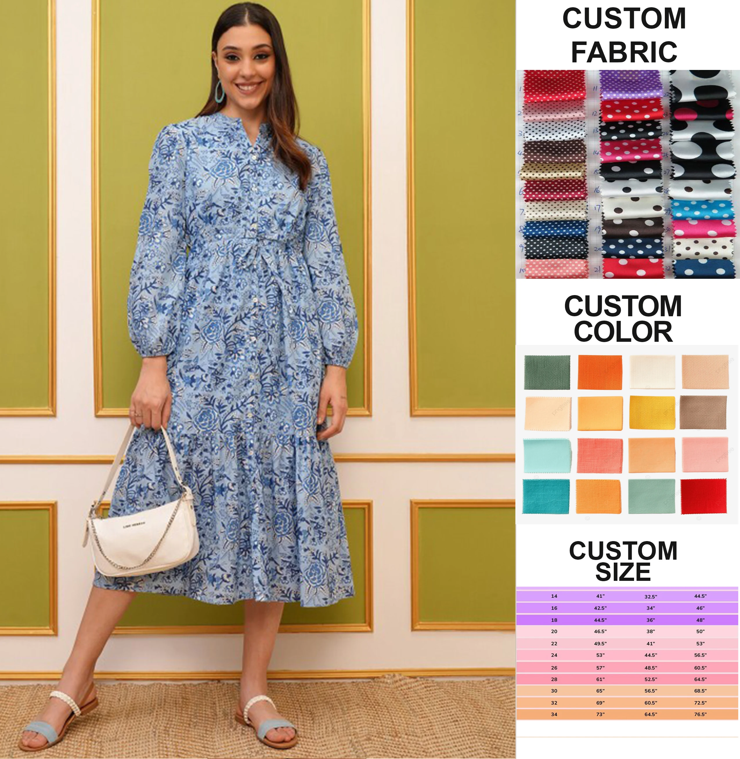 Puff Short Sleeve Allover floral printed Women Casual Dress Ladies V Neck Elegant Button Up Long Beach Dresses