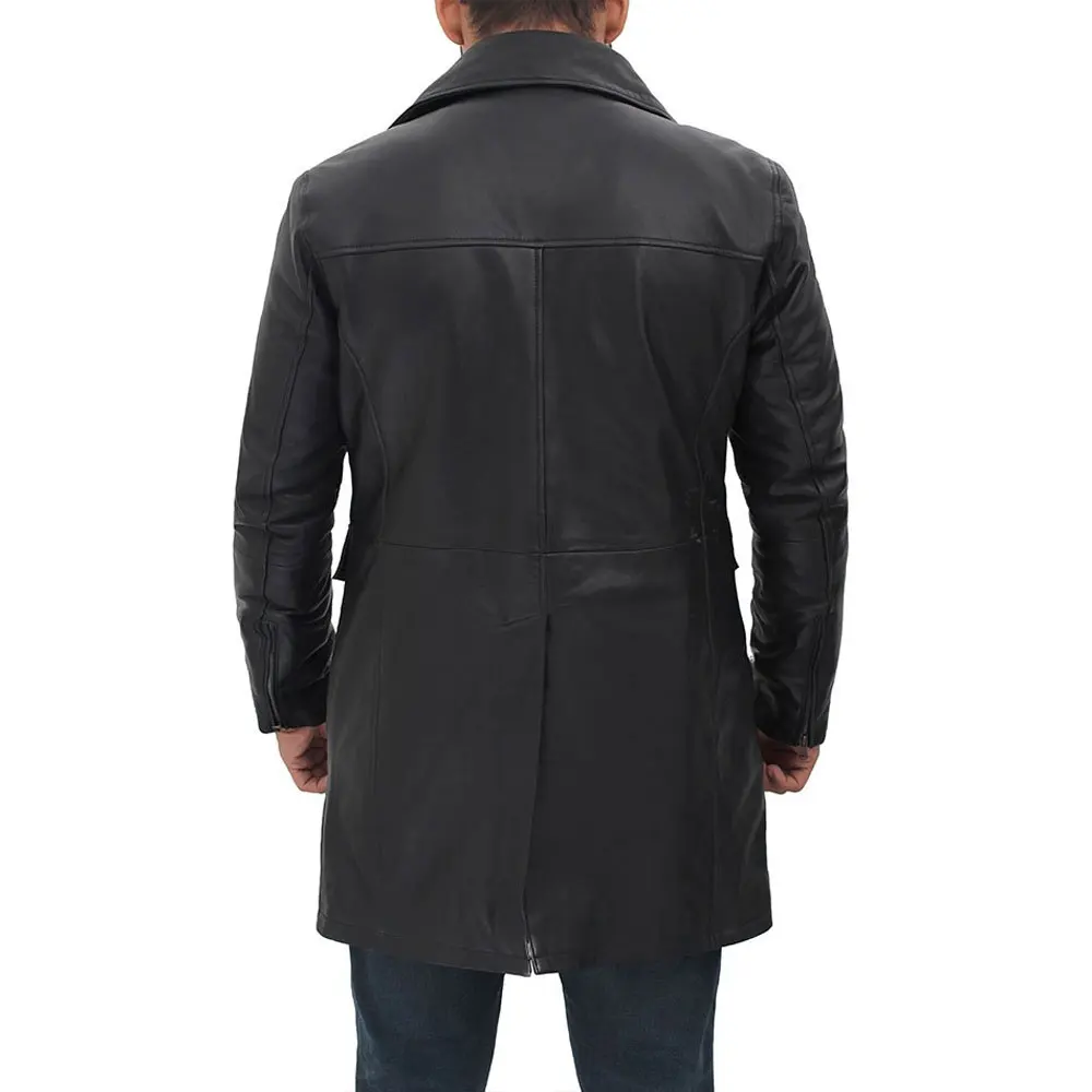 Manufacturing Custom Made Long Sleeve Men Leather Coat / Handmade Black Motorcycle Vintage Distressed Biker Real Leather Jacket