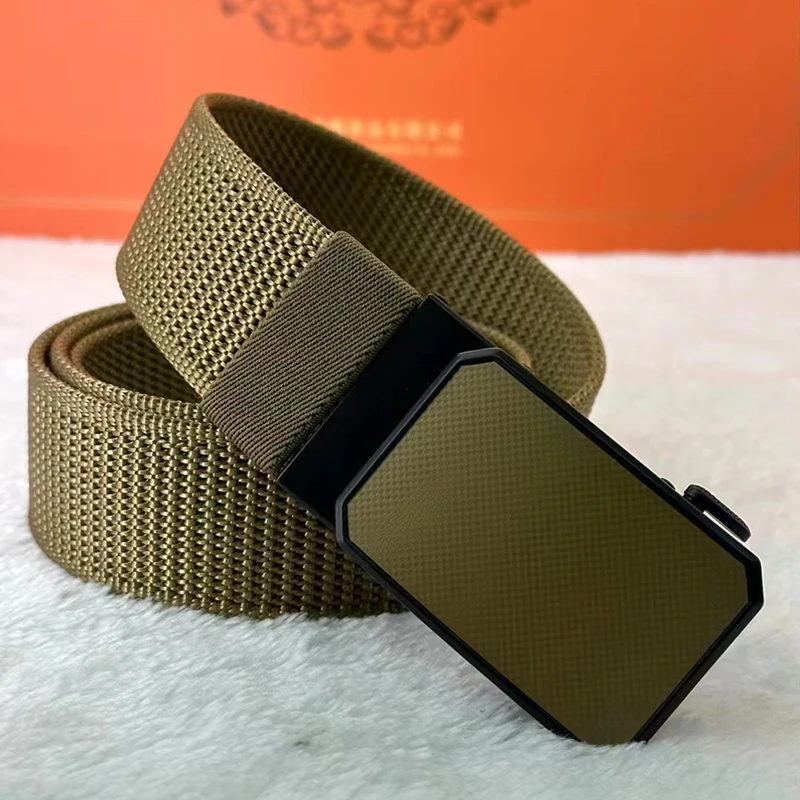 New toothless automatic buckle belt manufacturers nylon canvas belt outdoor leisure breathable belt support customization