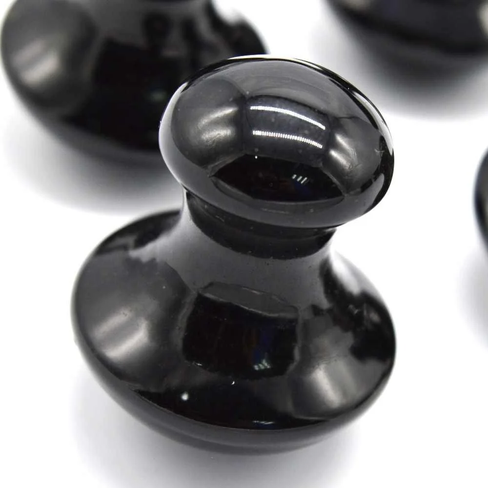 stone Mushroom Black Agate Natural crystal Scraping Body Massage Tool Facial Natural gemstone mushroom Wholesale Stone
