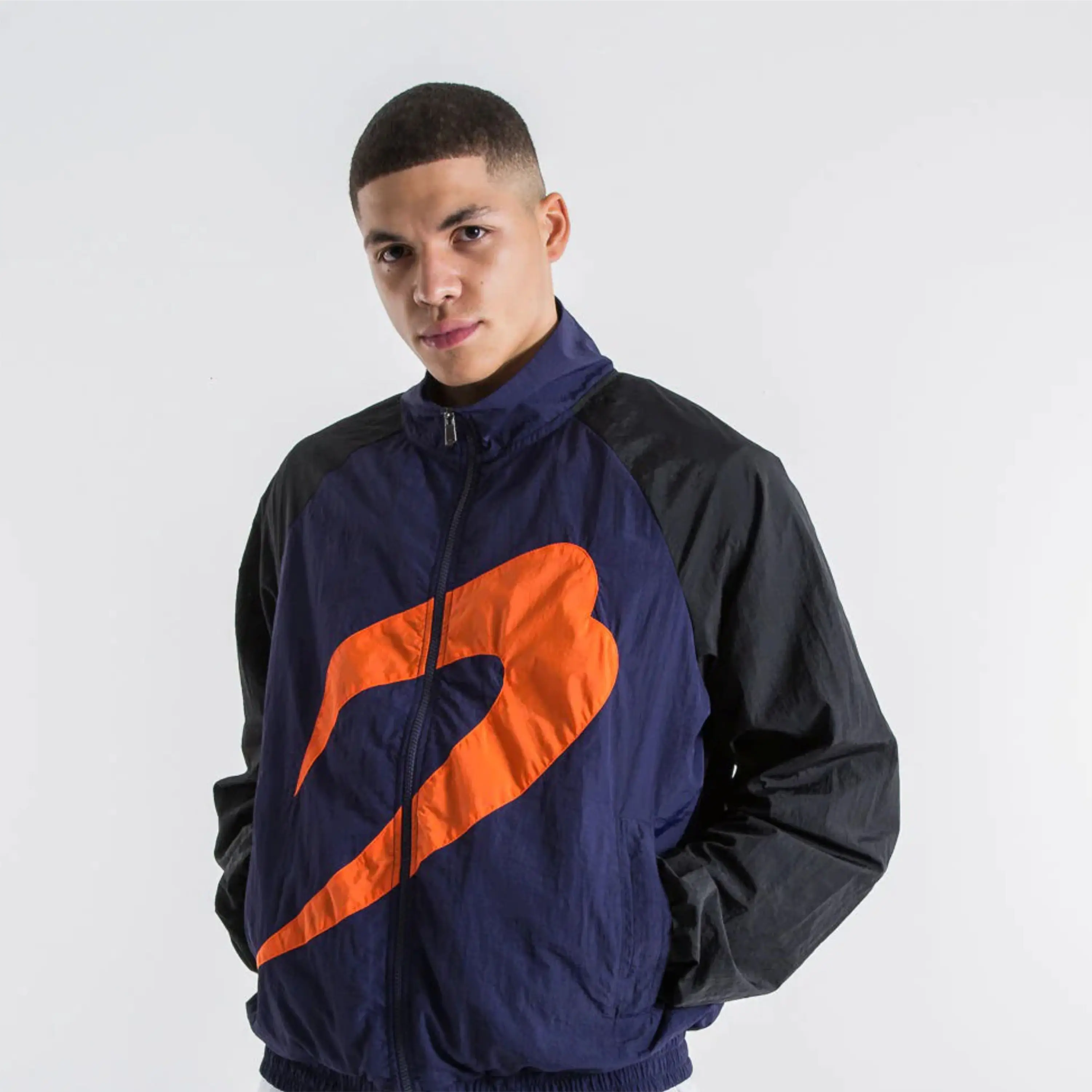 Fashion Windbreaker Track Jacket for Men - Custom Colorblock with Elasticated Trims, 100% Nylon