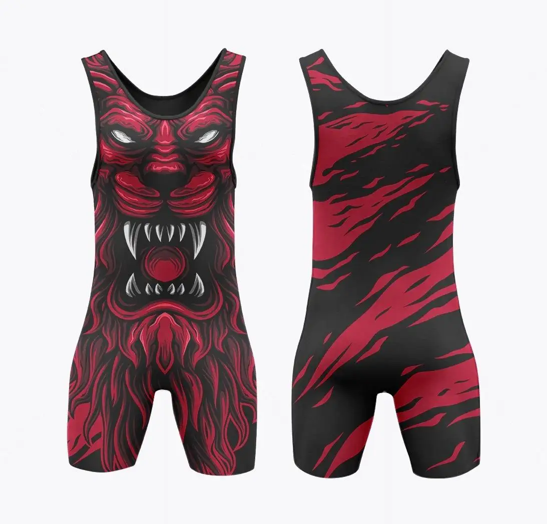 Wholesale Custom Wrestling Singlets Wrestling T Shirts Wrestling Uniforms Allover Printed Digital Printing Custom Design