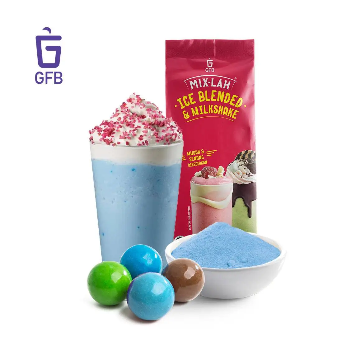 Hot Deals Best Selling Taiwan, China Premium Instant Bubble Gum Blue Ice Bubble Tea Flavor Powder 1kg 100% Halal Certified