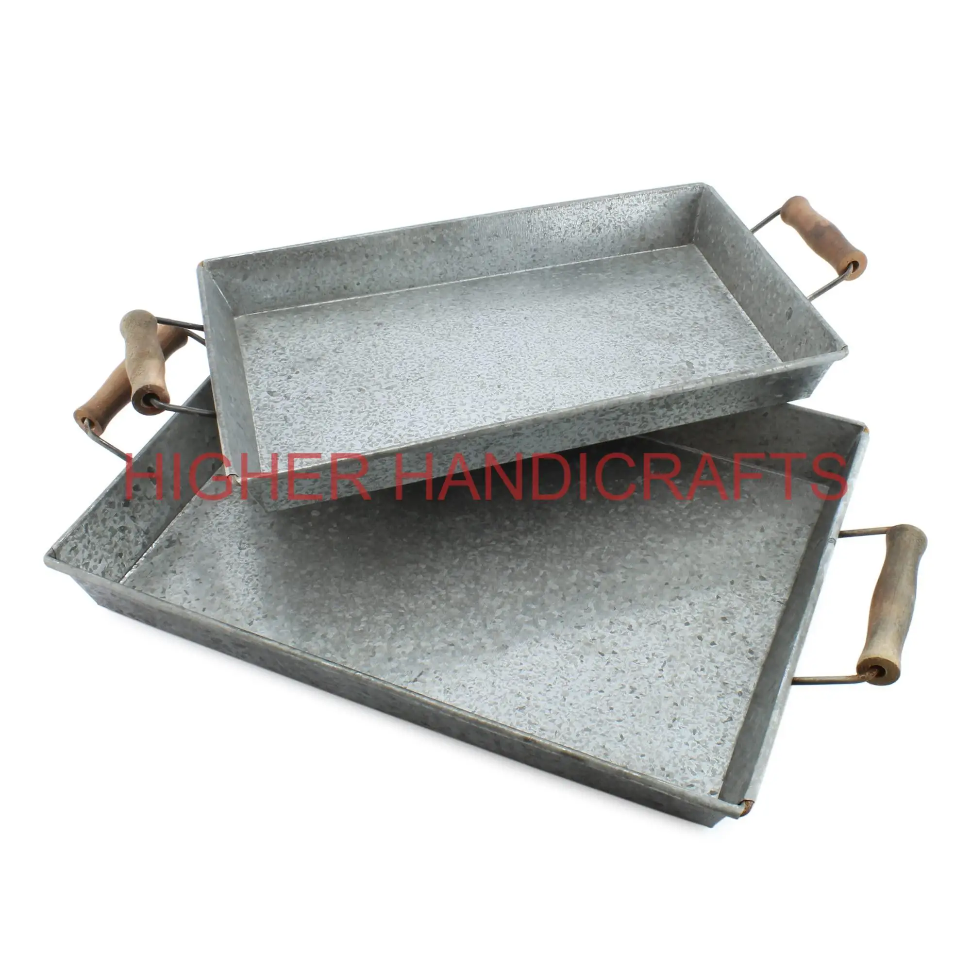Galvanized Tray Farmhouse Decorative Serving Tray Iron Centerpiece Storage Tray Kitchenware Wholesale
