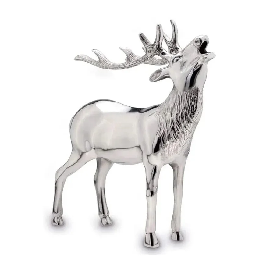 Decorative Figures Dekohirsch Figurine Reindeer Silver Christmas Deer Stag