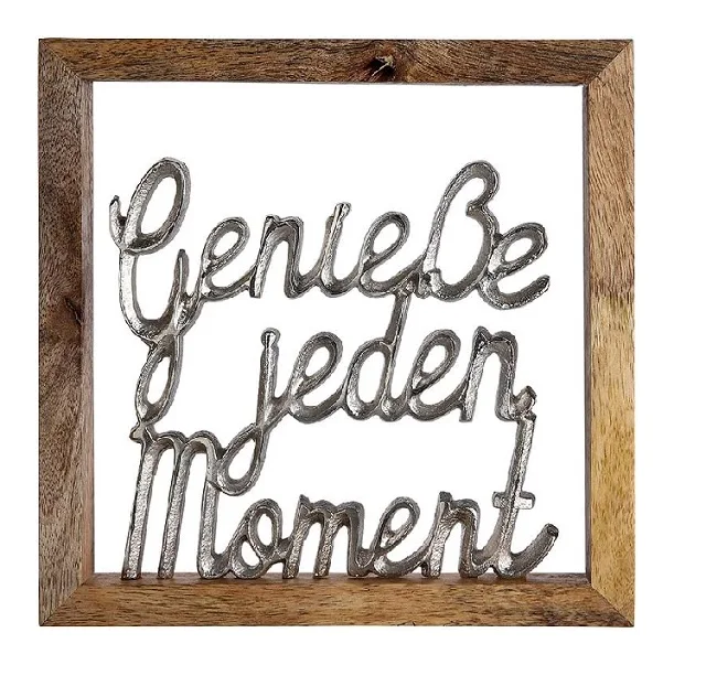 Wholesale  Wall Picture or letter art Enjoy Every Moment Mango Wood with Silver  customizable handmade  Wall Decoration for Gift