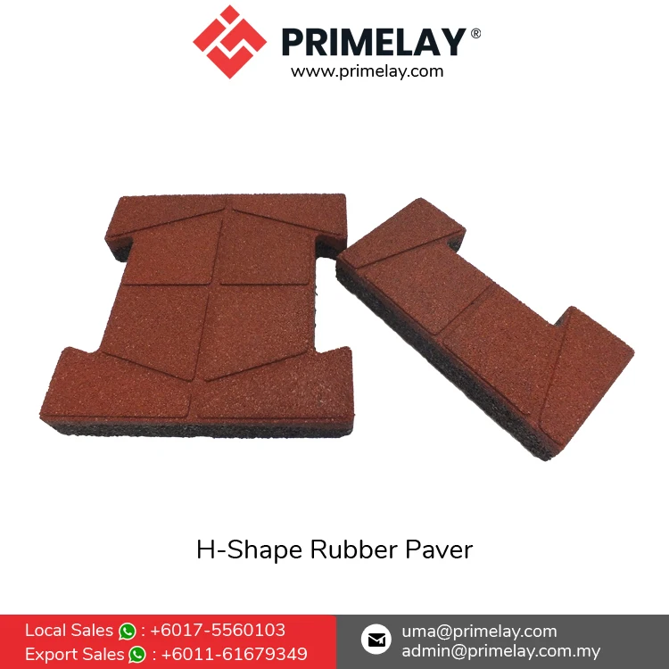 Non-Slip Longer Lifespan Rubber Flooring Accessories H-Shape Rubber Paver for Parking Garages, Driveways, Parking Decks