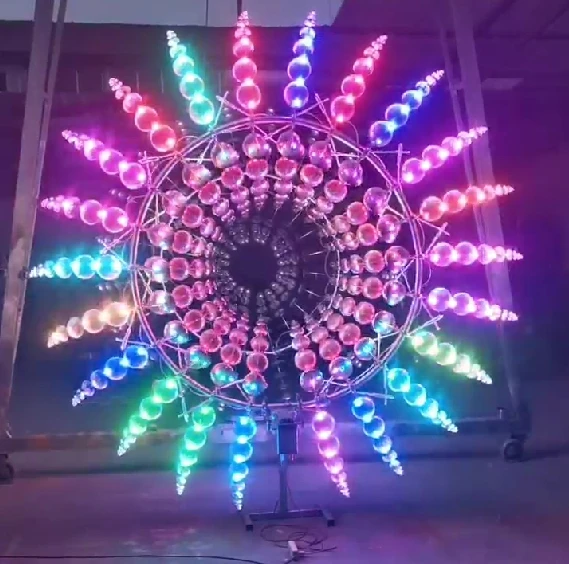 Уникальный металлический кинетический уличный садовый двор художественный Декор светодиодная красочная скульптура из нержавеющей стали ветер для проекта гостеприимства