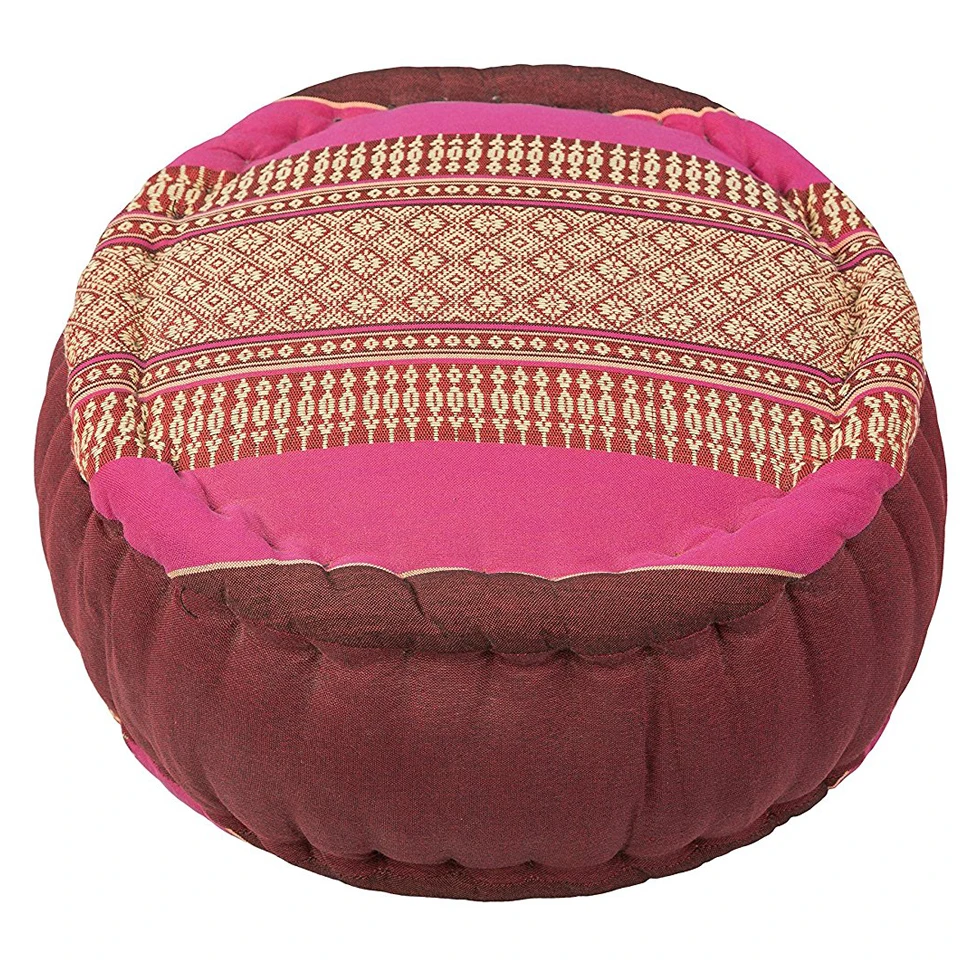 100% Kapok Knitted Cushion round Natural Meditation Pillow for Yoga Functional Positioner Multi Tones in Blue