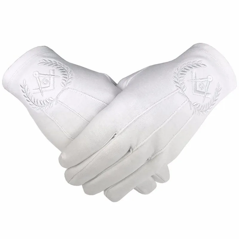 2024 Best OEM Wholesale Factory Price 100% Cotton Made Custom Masonic Logo Masonic Gloves Available In Reasonable Price