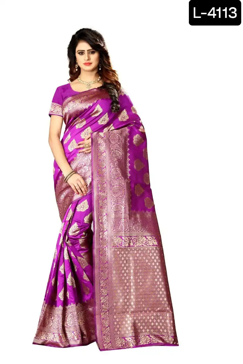 Banarasi Silk Sari with Thread Zari Coding Sequins Work with Silk Blouse Piece Digital Print Sari Top Selling Latest Design Sari