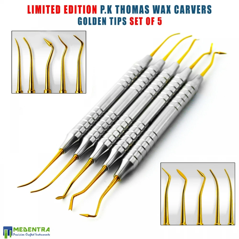 Professional Grade PK Thomas Wax Carvers Gold Coated Tips Waxing Modelling Laboratory Instruments Set Of 5Pcs