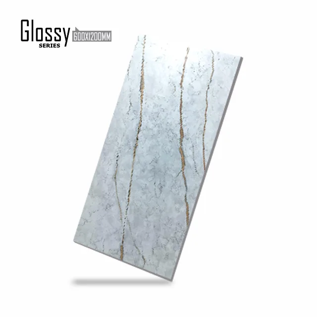 Polished Glazed Porcelain Tiles 600x1200mm Marble Stone Look for Floor and Wall  CRYSTAL RIVER WHITE White Matte Finish