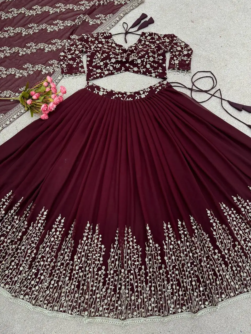 Лидер продаж новый дизайнерский жоржет с вышивкой lehenga choli bloluse и dupatta для женщин последняя коллекция