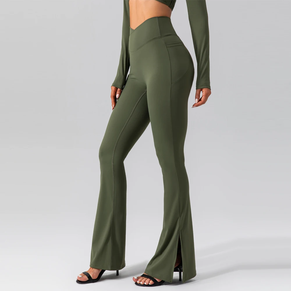 Women New Arrivals Tiktok Leggings High Waist Butt Lift Flared Wide Leg Bell Bottom Yoga Pants