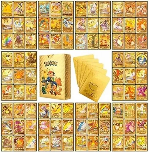 22 Style English Poke mon Cards Metal Gold Vmax Energy Card Charizard Pikachu Rare Collection Battle Trainer Card Child Toys