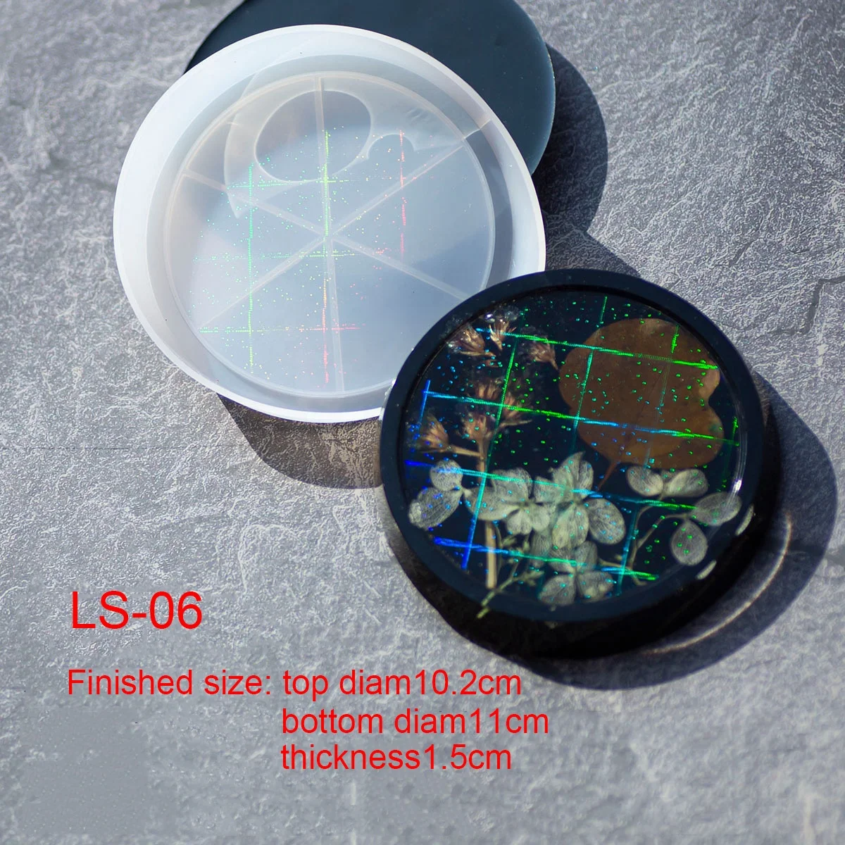 New 4 inch Silicone Holographic Round Coaster Molds for Resin Casting