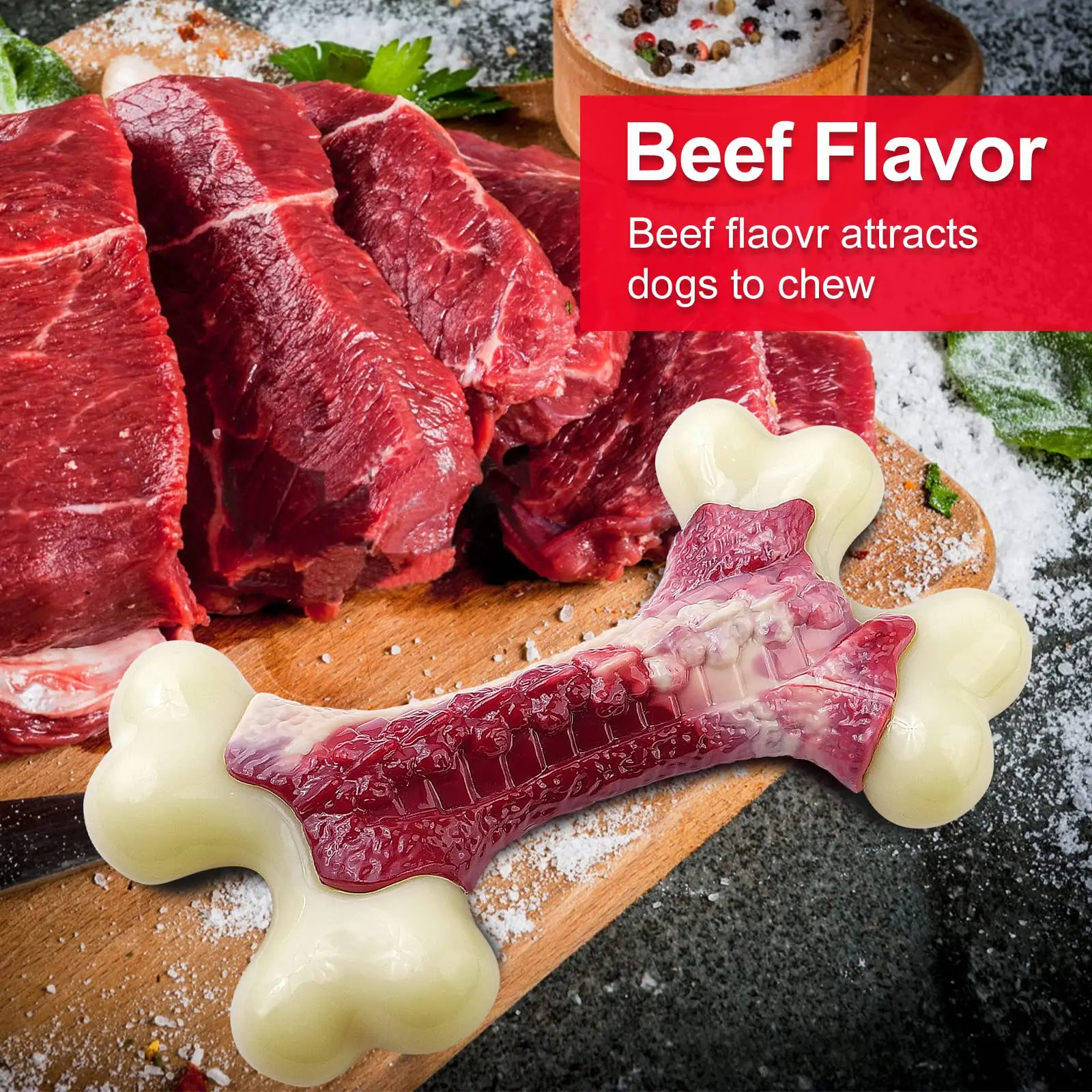 Tough dog toys for aggressive chewers Dog bones made of nylon and rubber Medium-sized puppy chew toys Teething chew toys