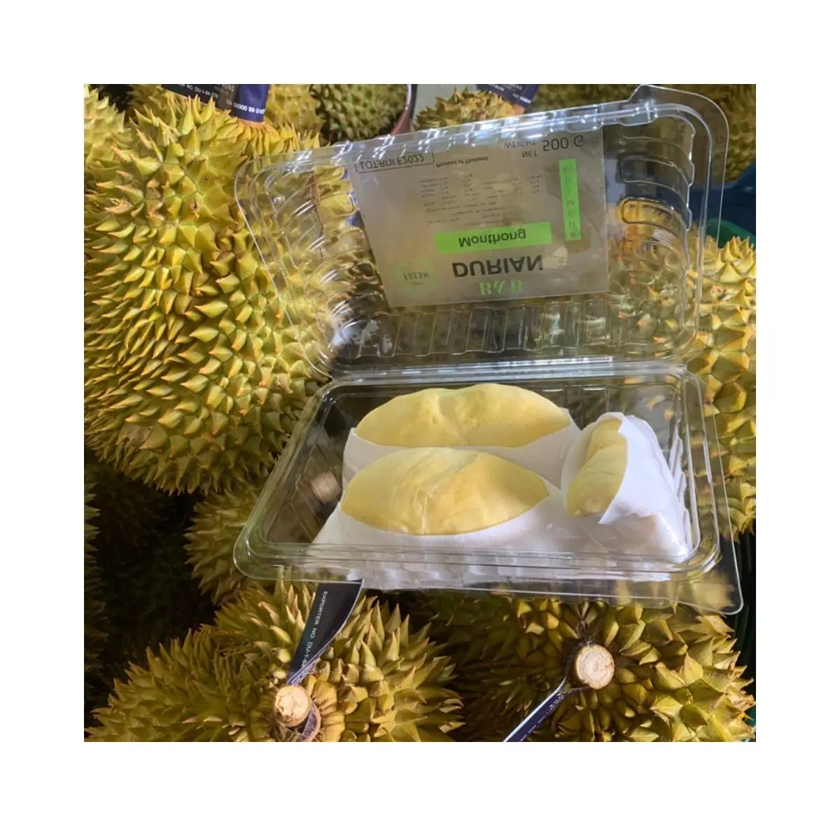 Delivering Authentic Thai Flavor: Freshly Cut Durian Available Now  KING Durian Tropical Style Pcs GAP Weight Origin Type