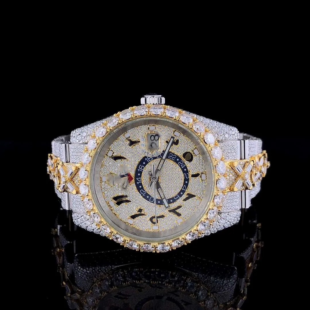 2024 hip hop top brand luxury iced out watch gold vvs moissanite diamond watch pass moissanite diamond tester Watch For Men