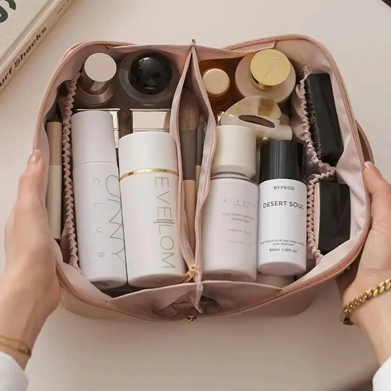 Large-Capacity Makeup Bag Leather Cosmetic Bag Women Multifunction Toiletries Organizer For Girl Travel Outdoor Activities