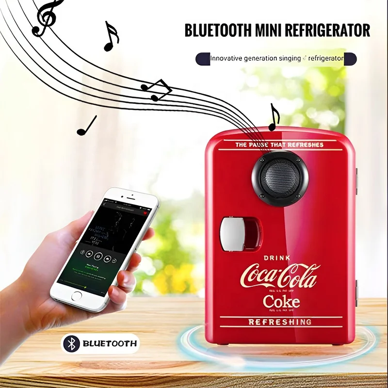 4L Red Mini Refrigerator Portable With speakerHotel Car Fridge Cosmetic Drink Cooling  Customization Mini Fridge