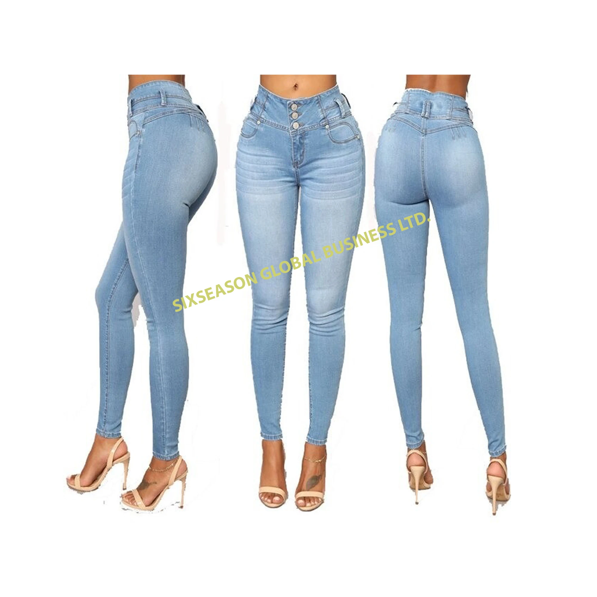 Factory Direct Blue Brand Wholesale High Quality Export Oriented Custom Casual Denim Jeans Pants For Womens From Bangladesh