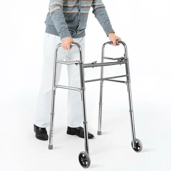 ONE BUTTON FOLDING WALKER WITH WHEELS FOR ADULT CE( ELDERLY walker,walking aid)