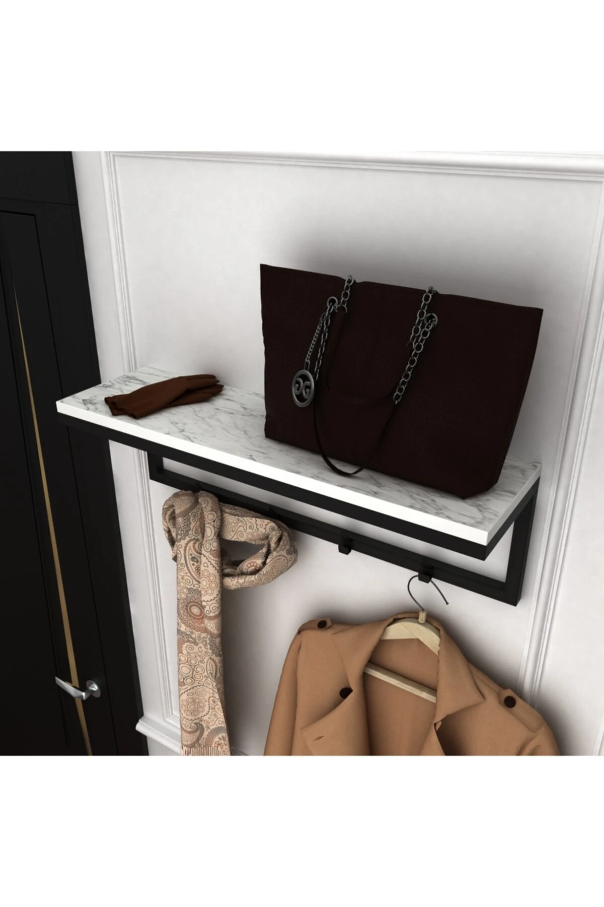 Luxury Metal hanger shelve Metal Frame Solid Wood shelf for Hotel School Office Home Furniture living room entry