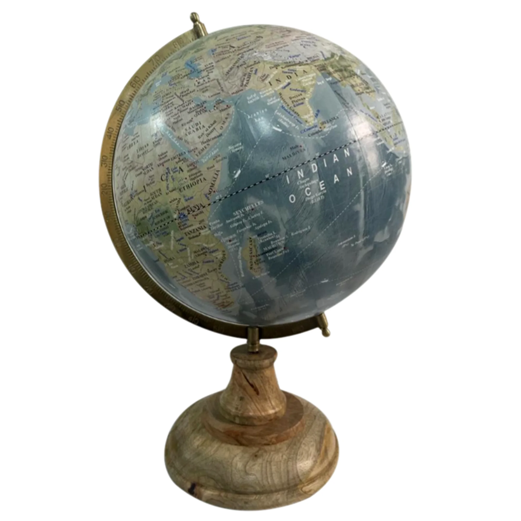 Small World Map Earth Globe Decorative Tabletop Educational Rotating Metal and Wood for Geography Lessons